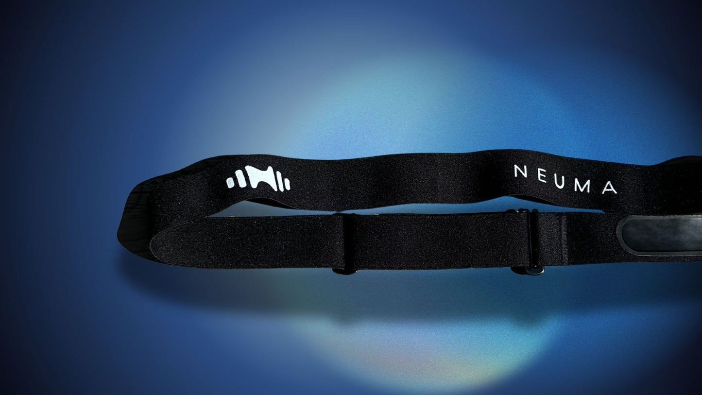 Close up of NeumaBand wearable breathing monitor